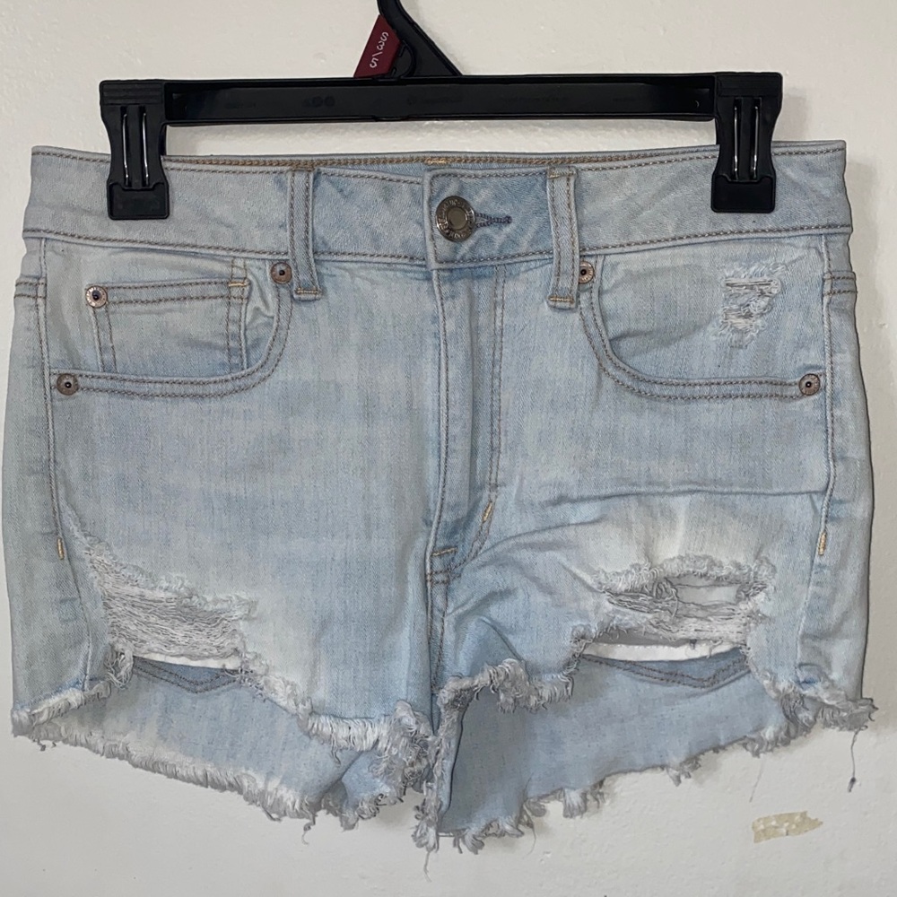 American Eagle Outfitters Light Wash Distressed Jean Shorts